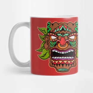 Tiki Mask Green Leaves Mug